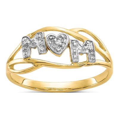10K Yellow Gold CZ MOM Ring