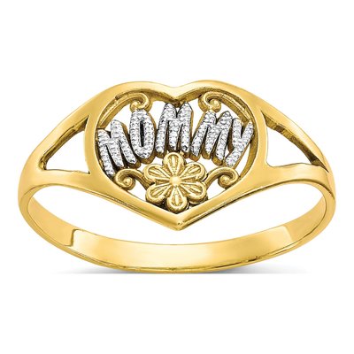 10K Yellow Gold Mommy Heart Ring