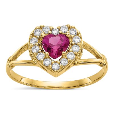 10K Yellow Gold CZ Heart Halo Ring