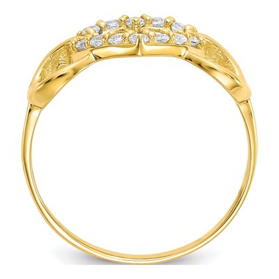 10K Yellow Gold CZ Three Heart Ring – view 3