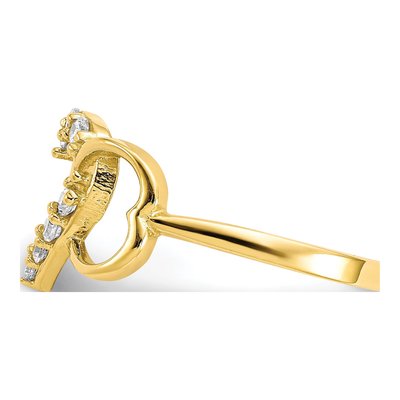 10K Yellow Gold CZ Three Heart Ring – view 5