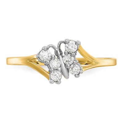 10K Yellow Gold CZ Butterfly Ring – view 5