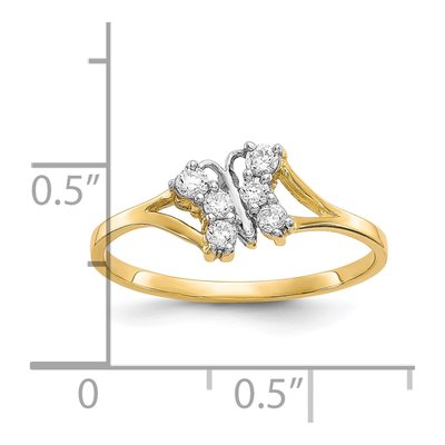 10K Yellow Gold CZ Butterfly Ring – view 6