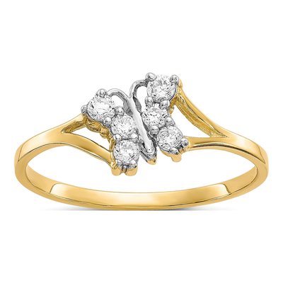 10K Yellow Gold CZ Butterfly Ring