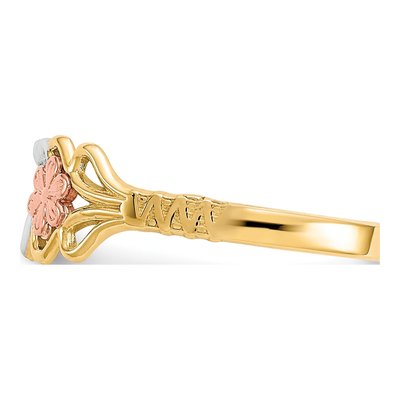10K Two-Tone Gold Double Heart Flowers Ring – view 5