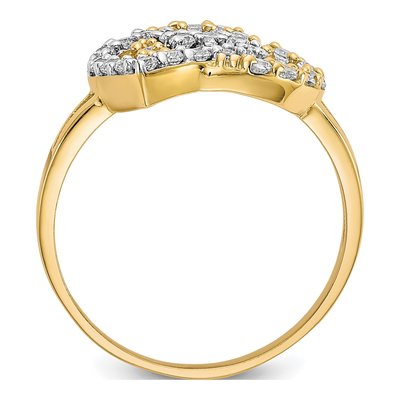 10K Yellow Gold Double Heart CZ Ring – view 3
