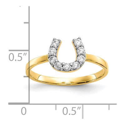 10K Yellow Gold CZ Horseshoe Ring – view 4