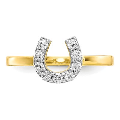10K Yellow Gold CZ Horseshoe Ring – view 6