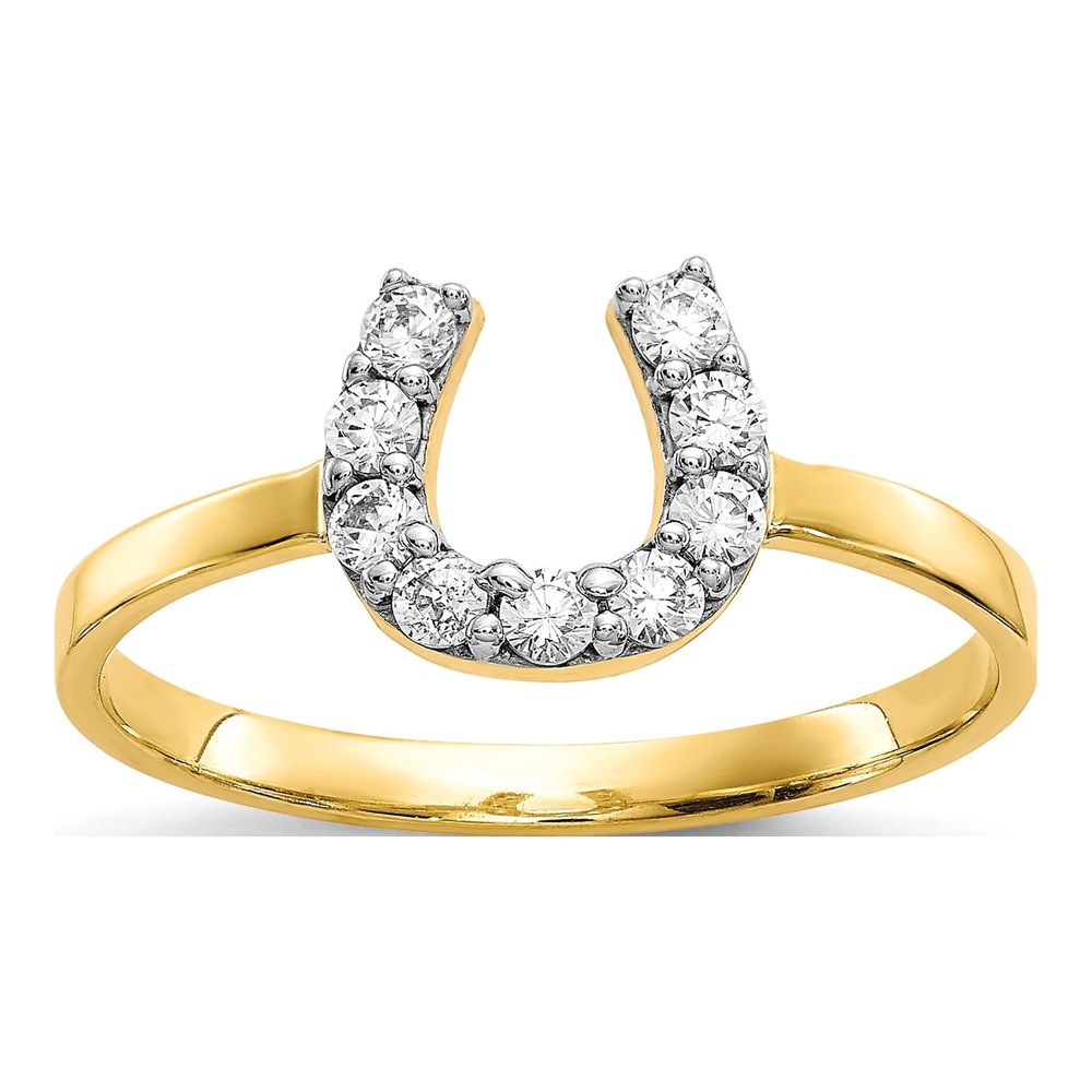 10K Yellow Gold CZ Horseshoe Ring