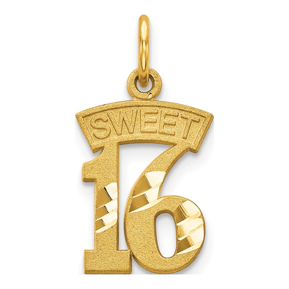 10K Yellow Gold Sweet 16 Charm Pendant