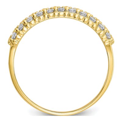 10K Yellow Gold CZ Fancy 2-Row Ring – view 3