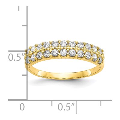10K Yellow Gold CZ Fancy 2-Row Ring – view 4