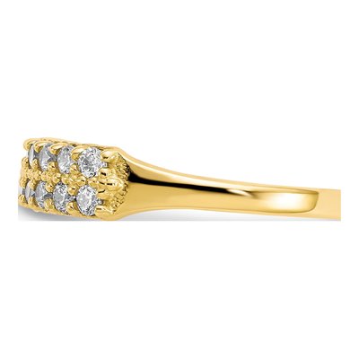 10K Yellow Gold CZ Fancy 2-Row Ring – view 5