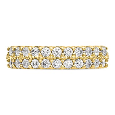 10K Yellow Gold CZ Fancy 2-Row Ring – view 6