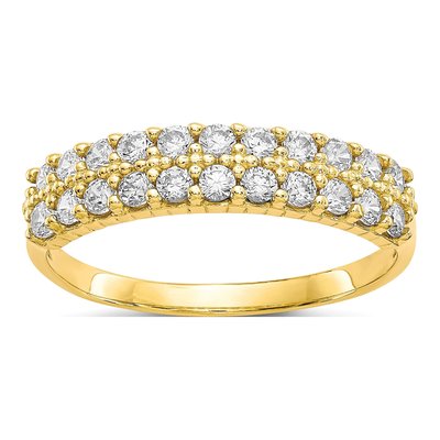 10K Yellow Gold CZ Fancy 2-Row Ring