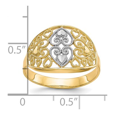 10K Yellow Gold Filigree Heart Ring – view 4