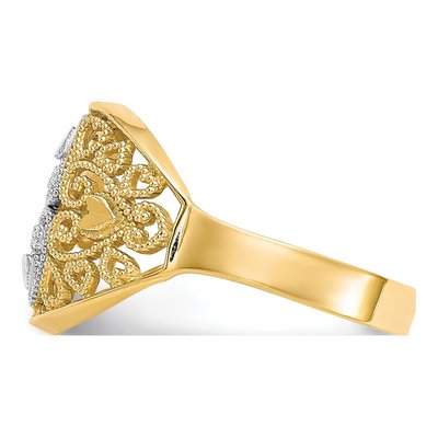 10K Yellow Gold Filigree Heart Ring – view 5