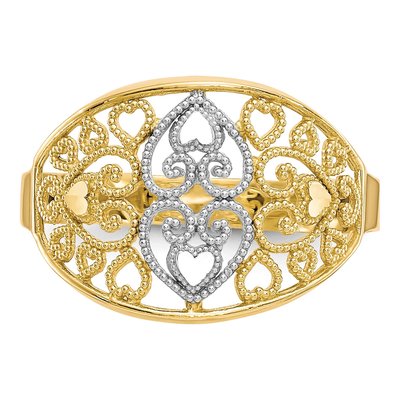 10K Yellow Gold Filigree Heart Ring – view 6