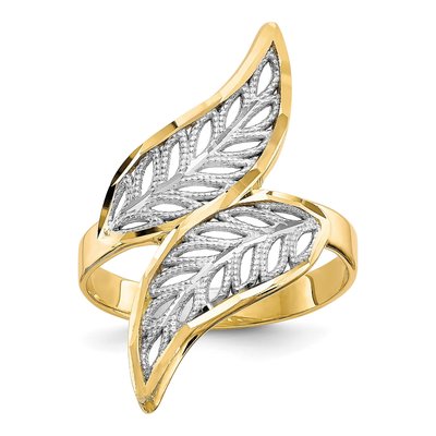 10K Yellow Gold Filigree Leaf Bypass Ring