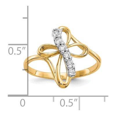 10K Yellow Gold CZ Cross Ring – view 4