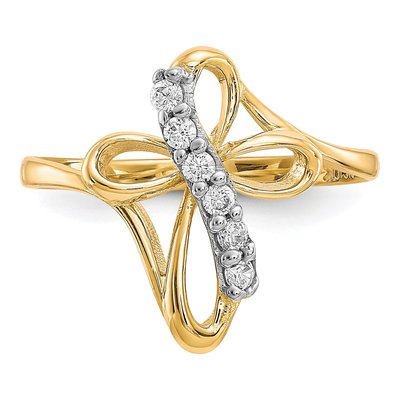 10K Yellow Gold CZ Cross Ring – view 6