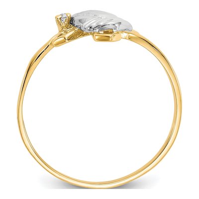 10K Yellow Gold CZ Praying Hands Cross Ring – view 3