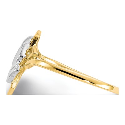 10K Yellow Gold CZ Praying Hands Cross Ring – view 5