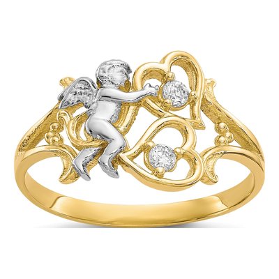 10K Yellow Gold CZ Angel Ring
