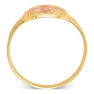 10K Two-Tone Gold Filigree Cross Ring – view 3