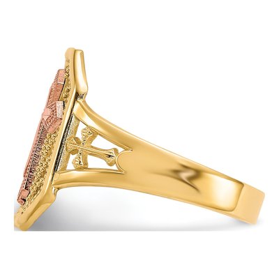 10K Two-Tone Gold Filigree Cross Ring – view 5