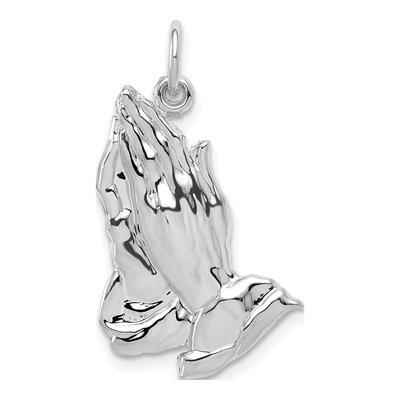 10K White Gold Praying Hands Pendant
