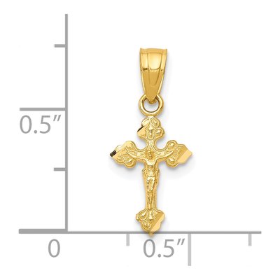 10K Yellow Gold Tiny Crucifix Pendant – view 4