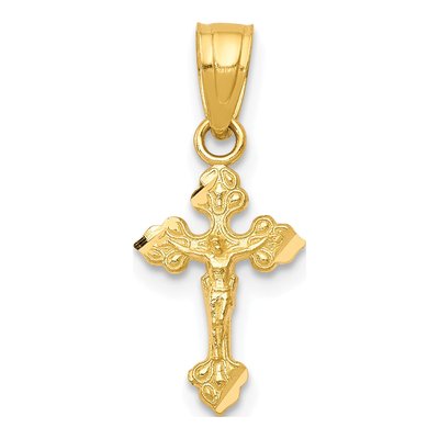 10K Yellow Gold Tiny Crucifix Pendant