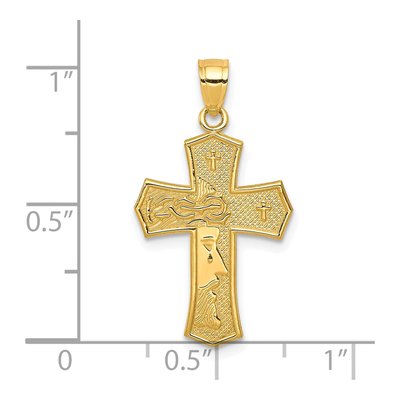 10K Yellow Gold Reversible Cross & Jesus Pendant – view 4