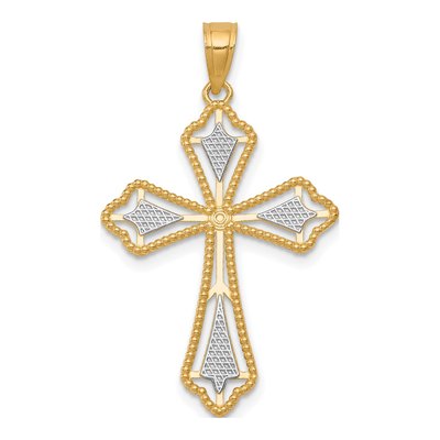 10K Yellow Gold Diamond-Cut Cross Pendant – view 4