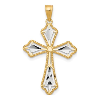 10K Yellow Gold Diamond-Cut Cross Pendant