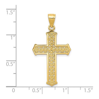 10K Yellow Gold Textured Cross Pendant – view 4