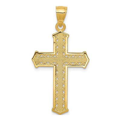 10K Yellow Gold Textured Cross Pendant – view 5
