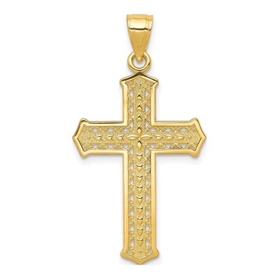10K Yellow Gold Textured Cross Pendant