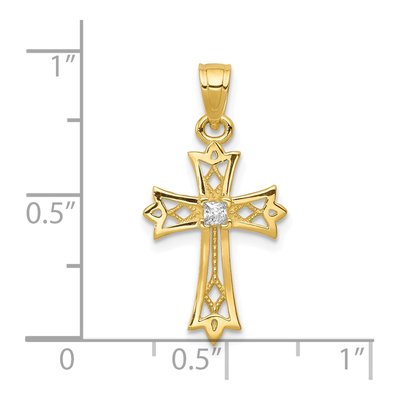 10K Yellow Gold CZ Cross Pendant – view 4