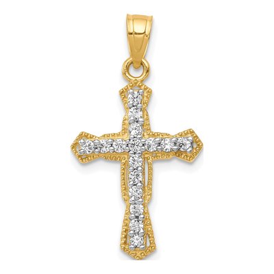 10K Yellow Gold CZ Cross Pendant