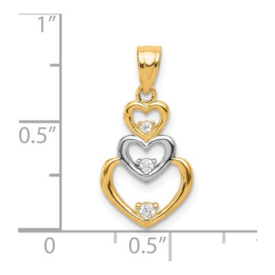 10K Yellow Gold CZ 3-Heart Pendant – view 4