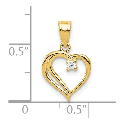 10K Yellow Gold CZ Heart Pendant – view 4