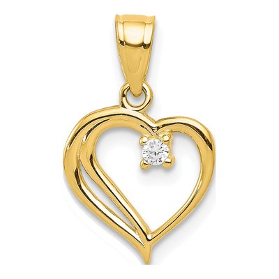 10K Yellow Gold CZ Heart Pendant