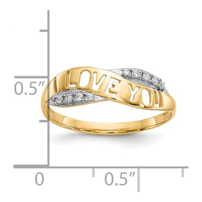 10K Yellow Gold CZ I LOVE YOU Ring – view 5