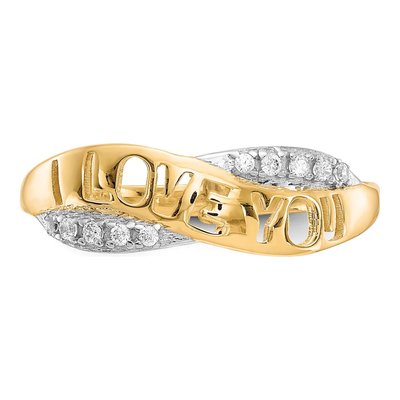 10K Yellow Gold CZ I LOVE YOU Ring – view 6