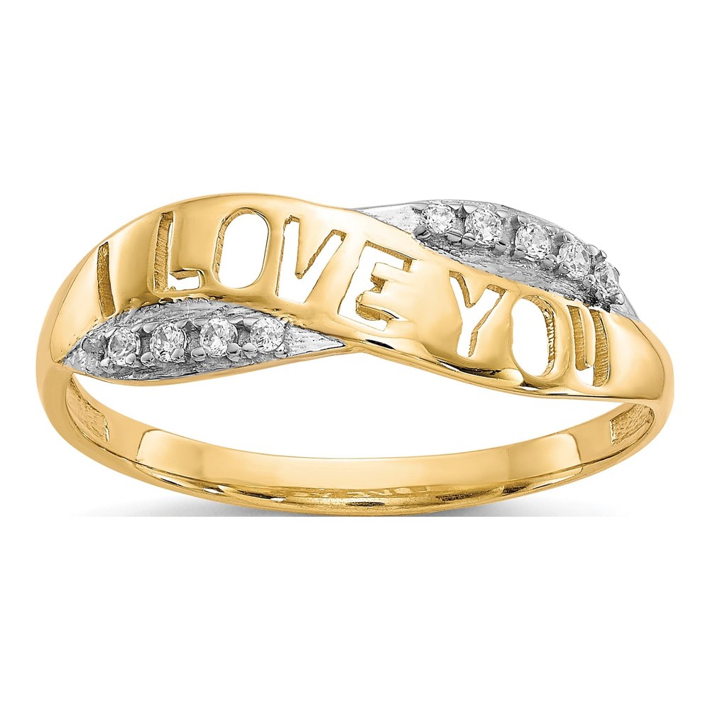 10K Yellow Gold CZ I LOVE YOU Ring