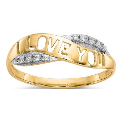 10K Yellow Gold CZ I LOVE YOU Ring