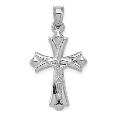 10K White Gold Reversible Crucifix Cross Pendant