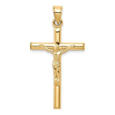 10K Yellow Gold Hollow Crucifix Pendant